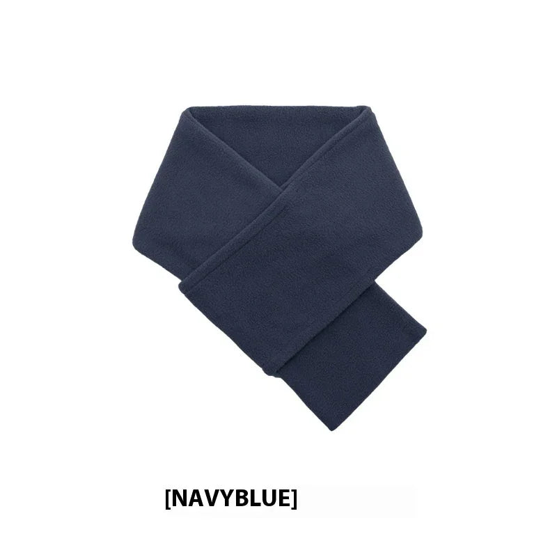 Navy blue soft fleece winter scarf isolated on white background