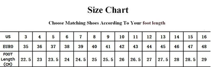 Shoe size chart with US, Euro, and foot length in cm for accurate shoe fitting.