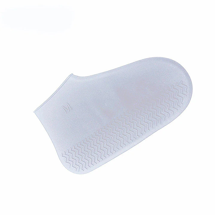 Transparent silicone gel heel protector with textured sole and size M marking