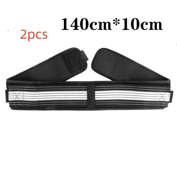 Black adjustable back support belt, 140cm x 10cm, 2pcs, orthopedic brace