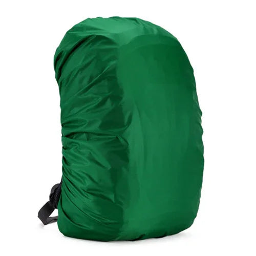 Green waterproof backpack rain cover for outdoor hiking and travel
