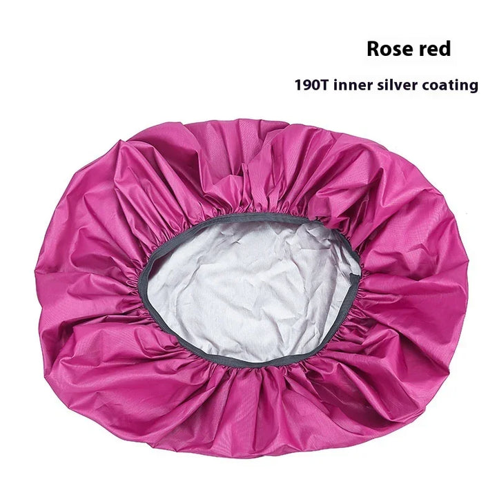 Rose red shower cap with 190T inner silver coating, elastic edge, waterproof hair bonnet