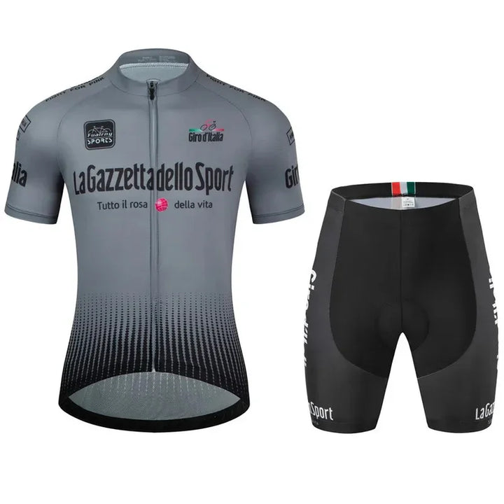 Giro d'Italia La Gazzetta dello Sport cycling jersey and bib shorts set, grey and black