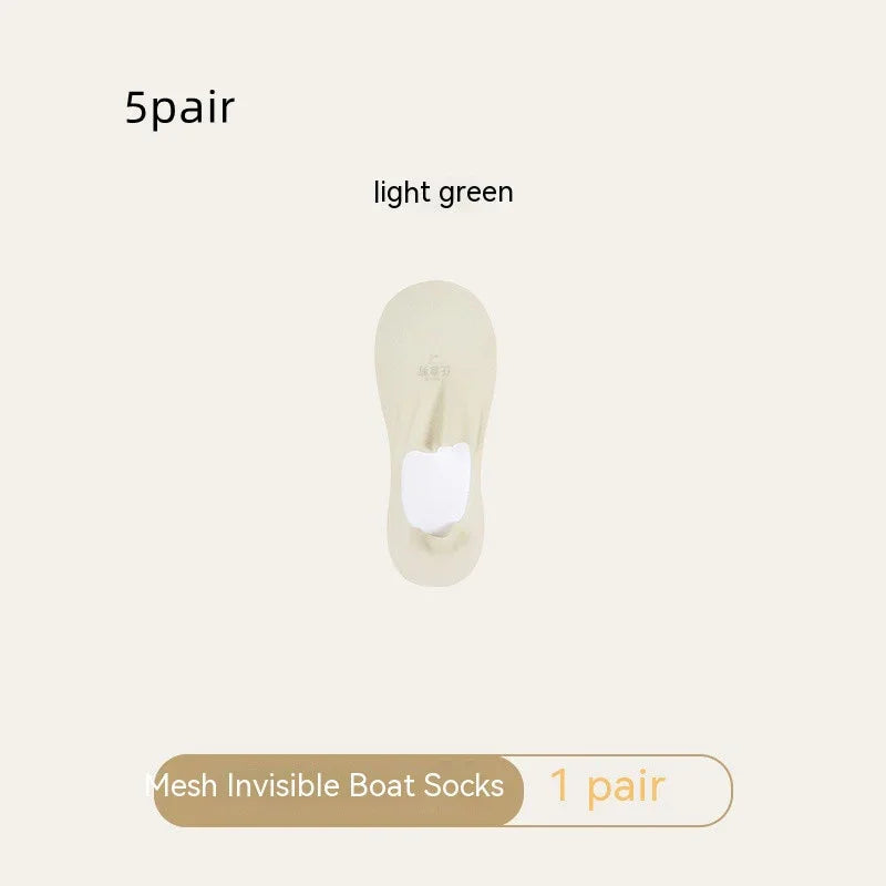 Light green mesh invisible boat sock displayed on plain background with text details